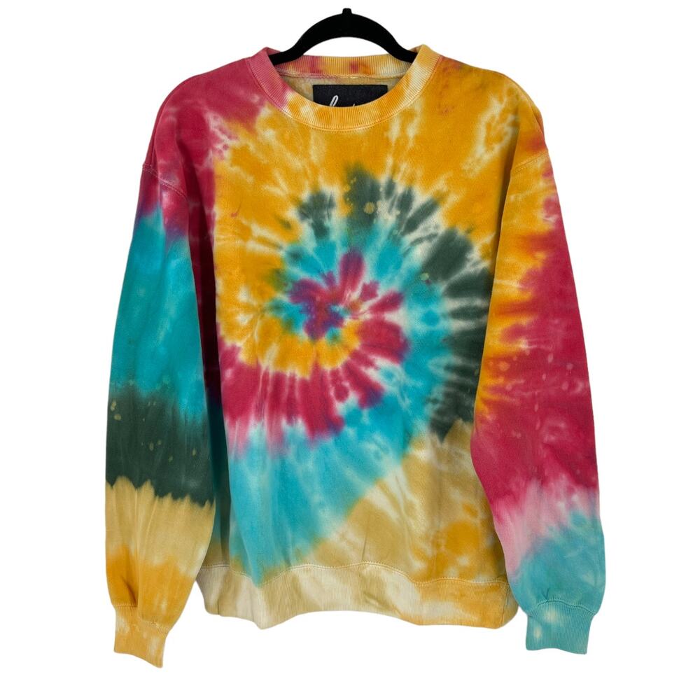 La Detresse Revolve Womens Tropical Pullover Tie Dye Fleece Sweatshirt Medium M
